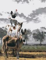 Пирамида из осла, собаки, кота и петуха