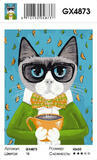 Картина по номерам 40x50 Серьезный кот в очках и чашкой кофе