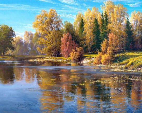 Картина по номерам 40x50 Прекрасная осень у озера