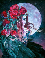 Без бренда «Девушка с розами в волосах на фоне луны» в Курске в интернет-магазине Без бренда «Девушка с розами в волосах на фоне луны» в Курске