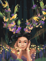 Без бренда «Темноглазая девчонка с цветами и птицами в волосах» в Курске в интернет-магазине  Без бренда «Темноглазая девчонка с цветами и птицами в волосах» в Курске