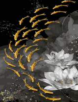 Золотые рыбки и цветок лотоса