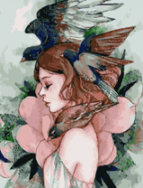 Без бренда «Девушка с большим цветком и птицы» в Курске