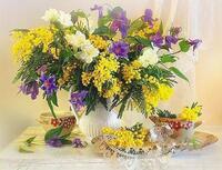 Без бренда «Букет из мимозы и колокольчиков в вазе» в Курске в интернет-магазине  Без бренда «Букет из мимозы и колокольчиков в вазе» в Курске