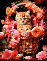 Без бренда «Рыжий котенок в корзине с цветами» в Курске