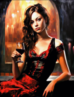 Без бренда «Обворожительная брюнетка с бокалом красного вина» в Курске в интернет-магазине  Без бренда «Обворожительная брюнетка с бокалом красного вина» в Курске